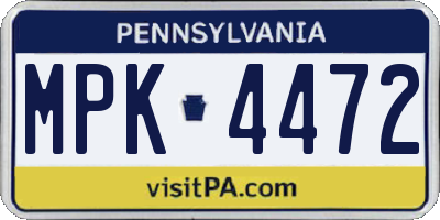 PA license plate MPK4472