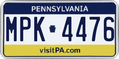 PA license plate MPK4476