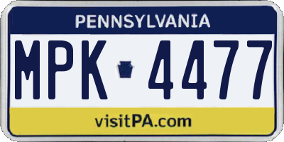 PA license plate MPK4477