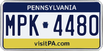 PA license plate MPK4480