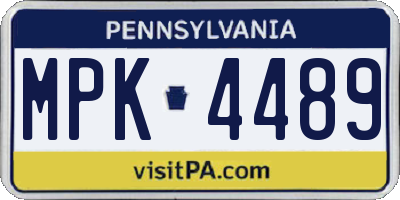 PA license plate MPK4489