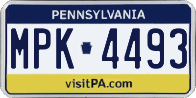 PA license plate MPK4493