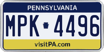 PA license plate MPK4496