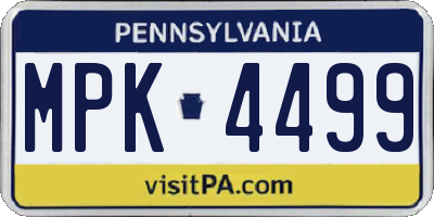 PA license plate MPK4499