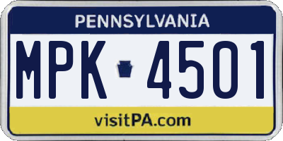 PA license plate MPK4501