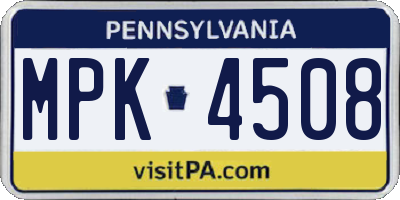 PA license plate MPK4508