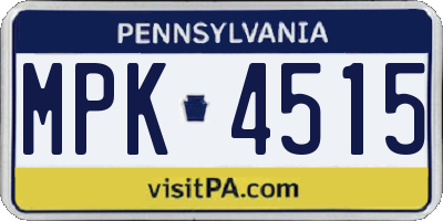 PA license plate MPK4515