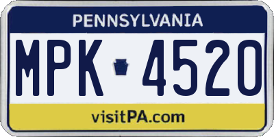 PA license plate MPK4520