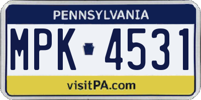 PA license plate MPK4531