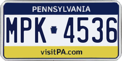 PA license plate MPK4536