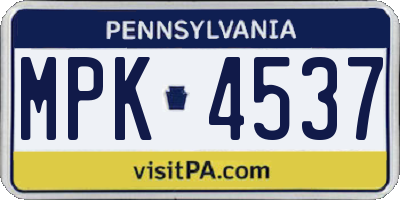 PA license plate MPK4537