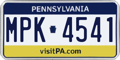 PA license plate MPK4541