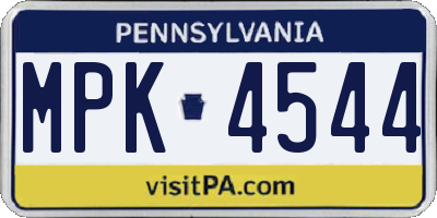 PA license plate MPK4544