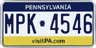 PA license plate MPK4546
