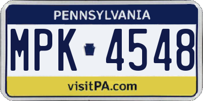 PA license plate MPK4548