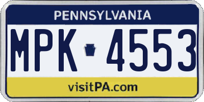 PA license plate MPK4553