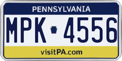 PA license plate MPK4556