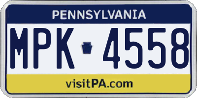 PA license plate MPK4558
