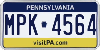 PA license plate MPK4564