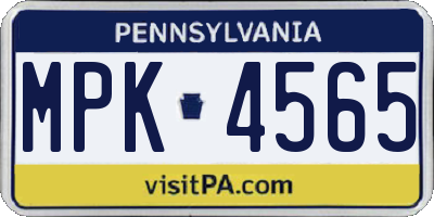 PA license plate MPK4565