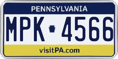 PA license plate MPK4566