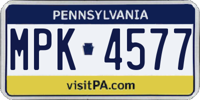 PA license plate MPK4577