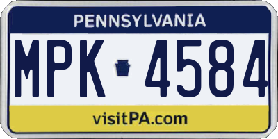 PA license plate MPK4584