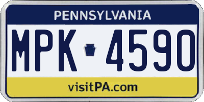 PA license plate MPK4590