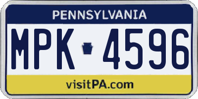 PA license plate MPK4596
