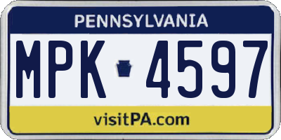 PA license plate MPK4597