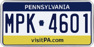 PA license plate MPK4601