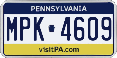 PA license plate MPK4609