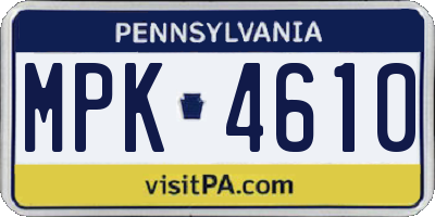 PA license plate MPK4610