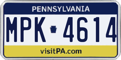 PA license plate MPK4614