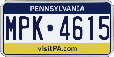 PA license plate MPK4615