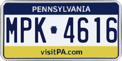 PA license plate MPK4616