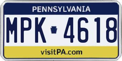 PA license plate MPK4618