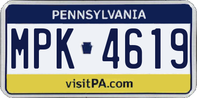 PA license plate MPK4619
