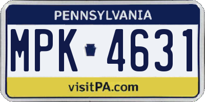 PA license plate MPK4631