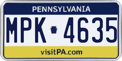 PA license plate MPK4635