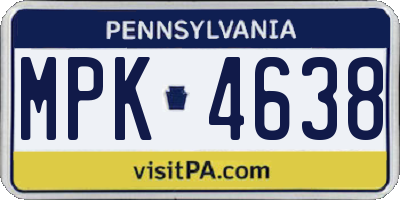 PA license plate MPK4638