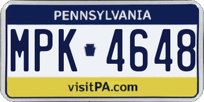 PA license plate MPK4648