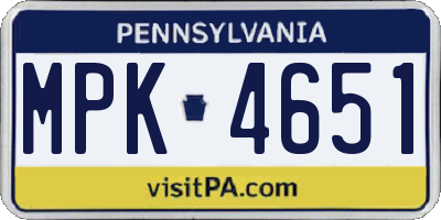 PA license plate MPK4651