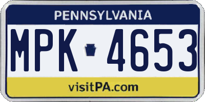 PA license plate MPK4653