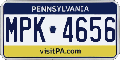 PA license plate MPK4656