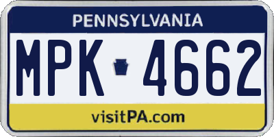 PA license plate MPK4662