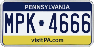 PA license plate MPK4666