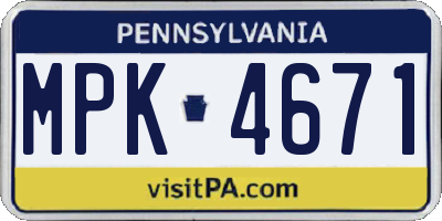 PA license plate MPK4671