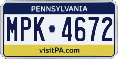 PA license plate MPK4672