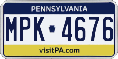 PA license plate MPK4676
